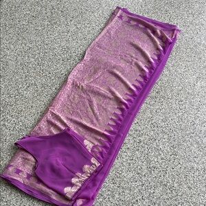 Purple and Gold Saree with Blouse